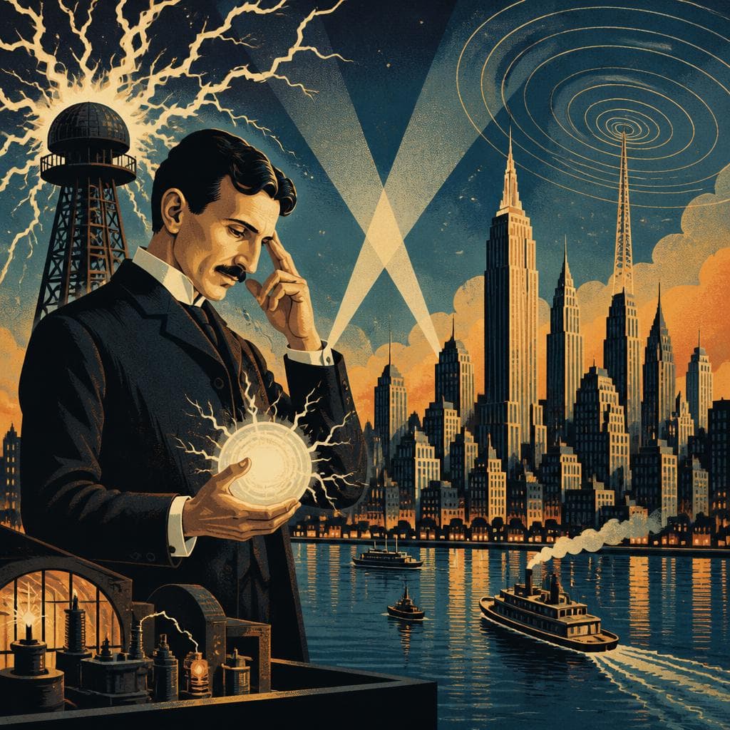 Cover art for Tesla’s Manhattan of Sparks and Signals