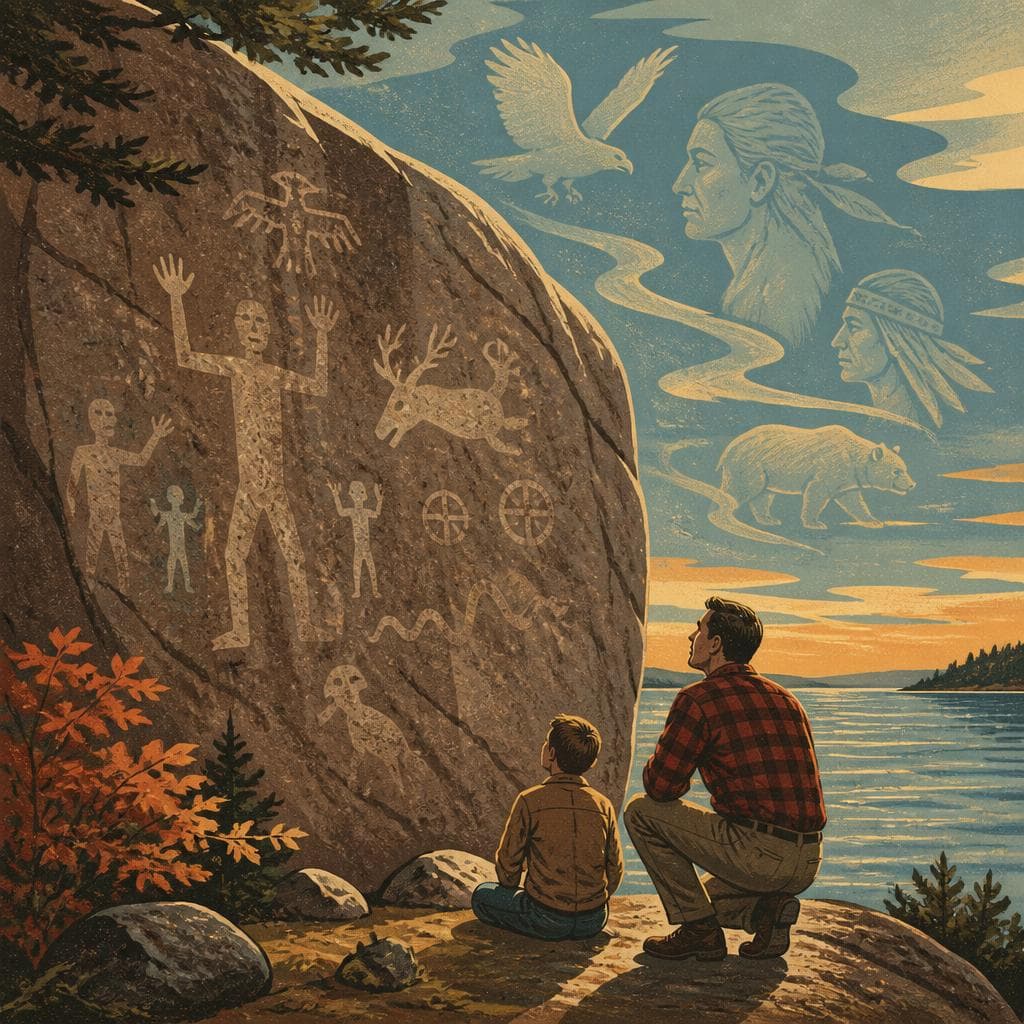 Cover art for Where Stone Holds Human and Spirit Figures