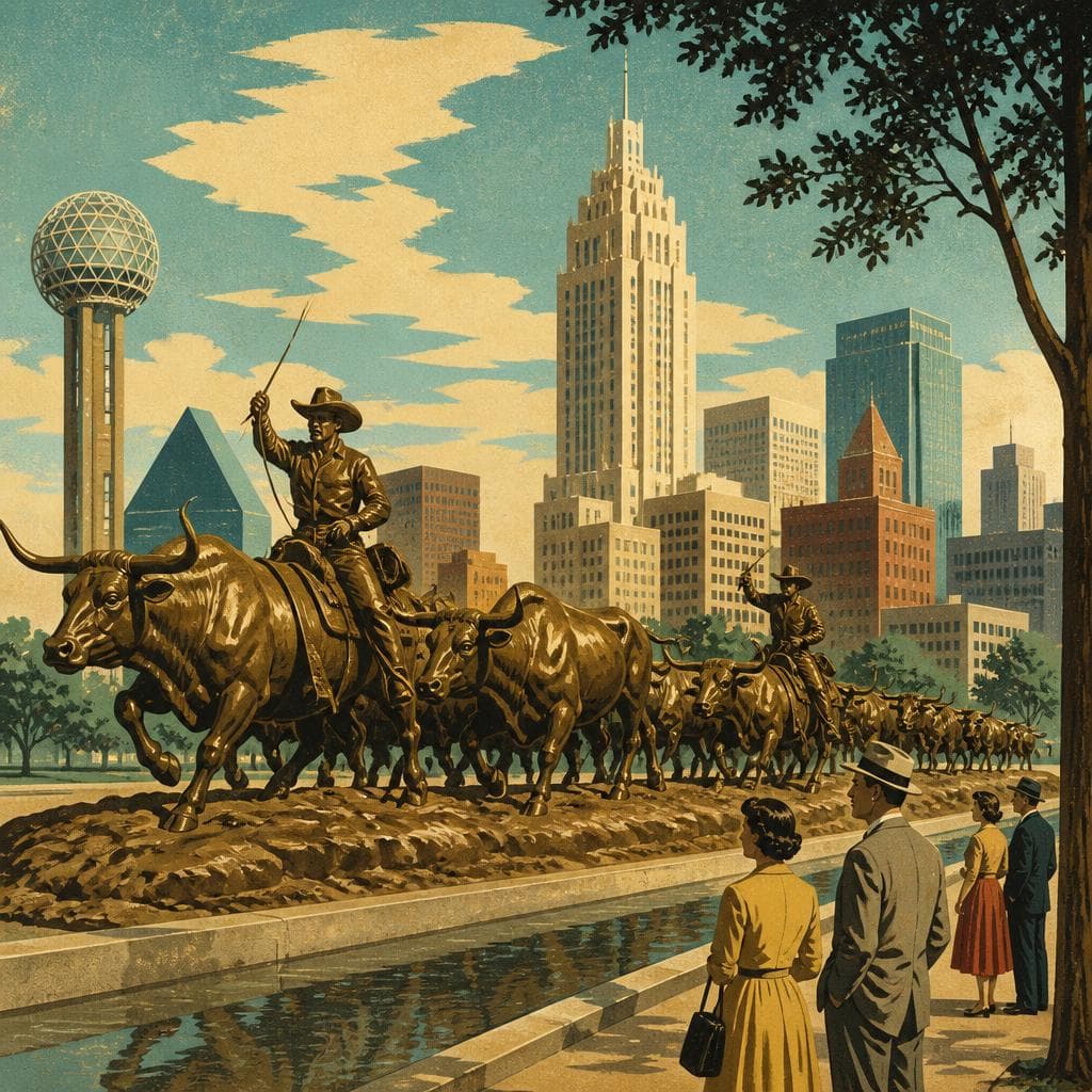 Cover art for Where Dallas Cast a Cattle Drive in Bronze