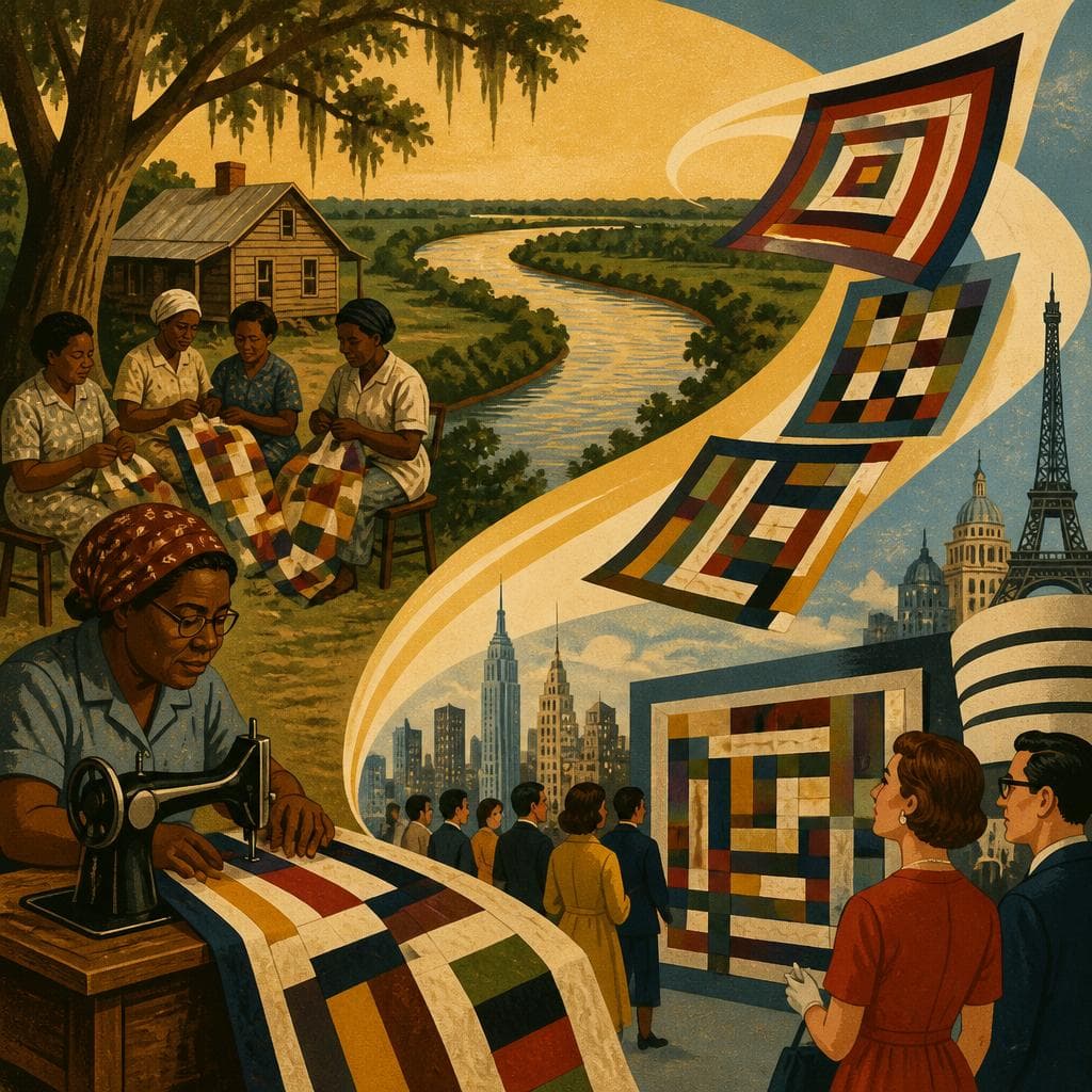 Cover art for How Gee’s Bend Quilts Traveled the World