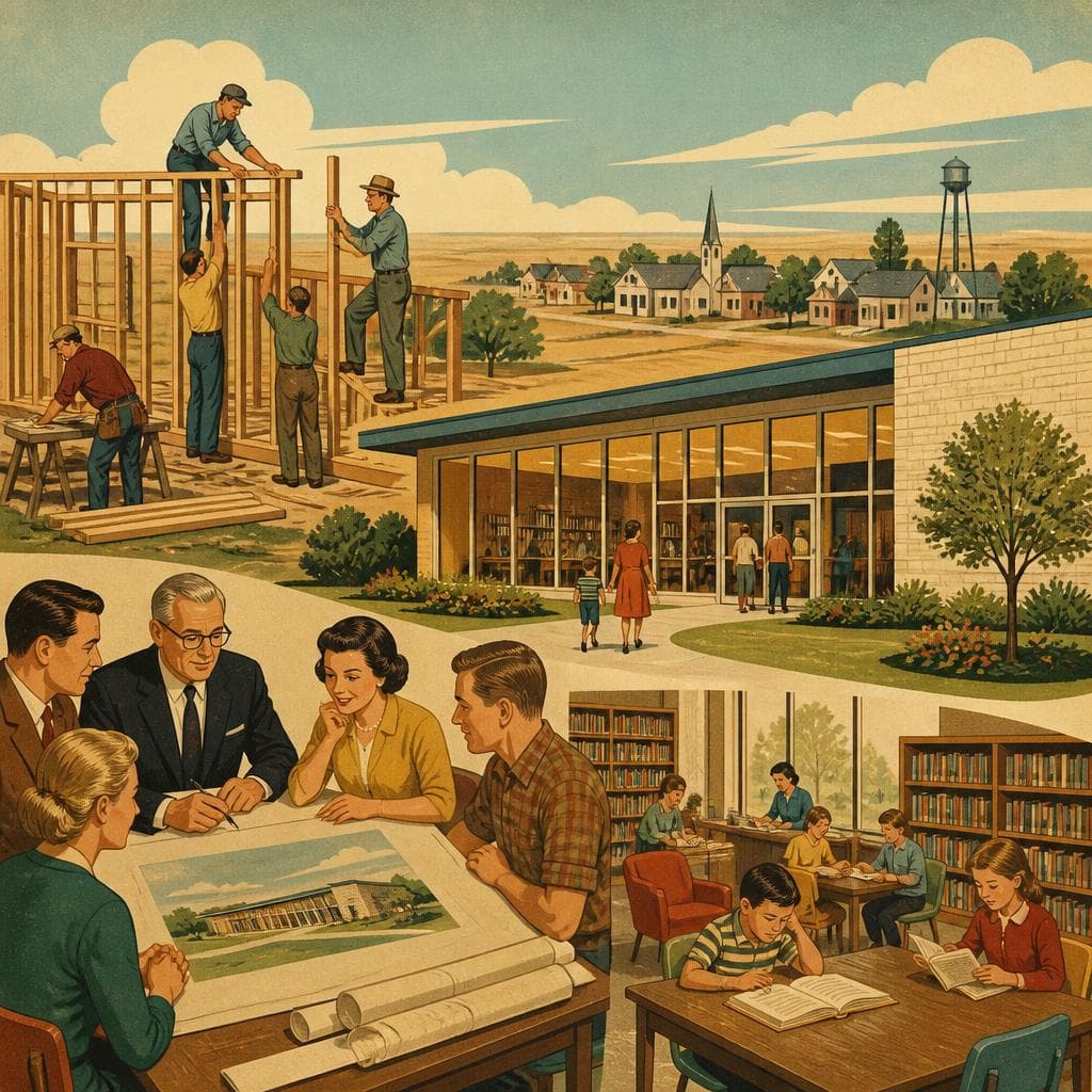 Cover art for A Prairie Town Builds a Home for Books