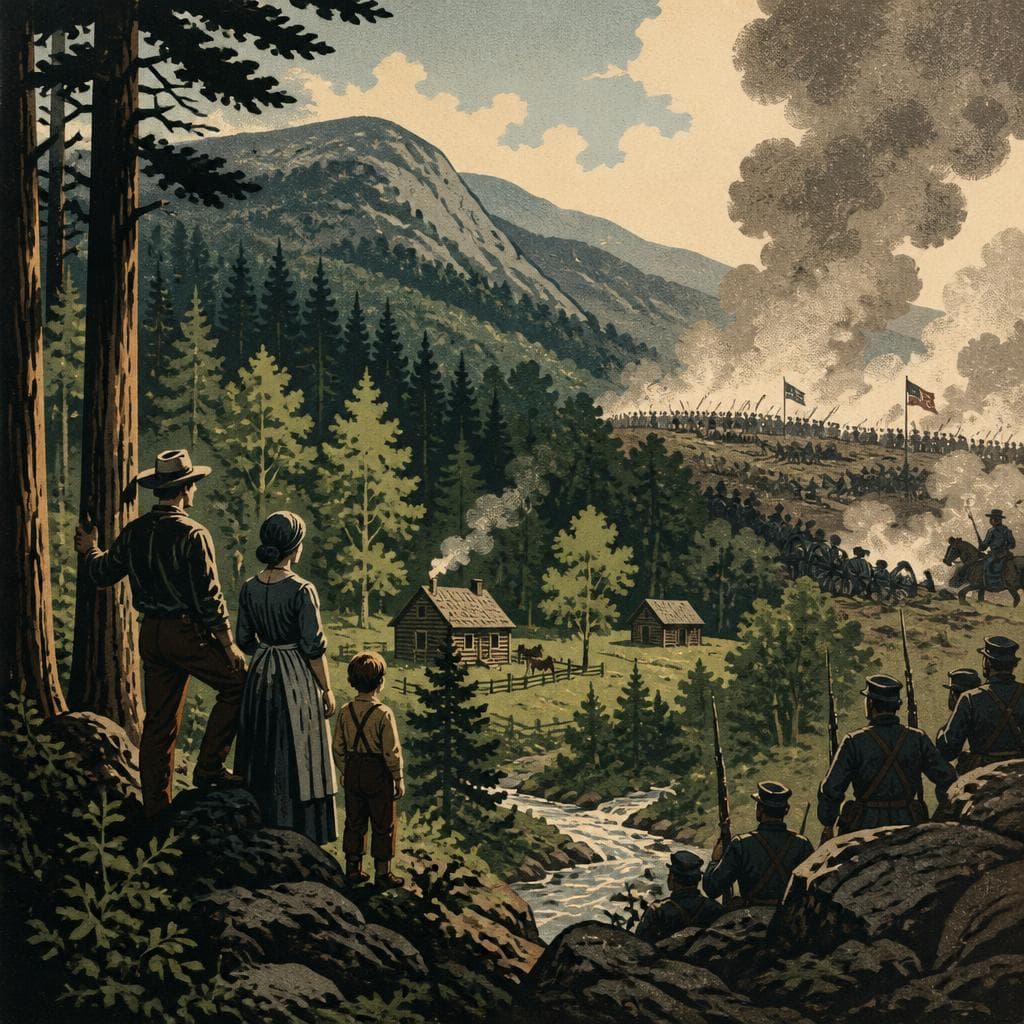 Cover art for Across the Woods, on the Edge of War