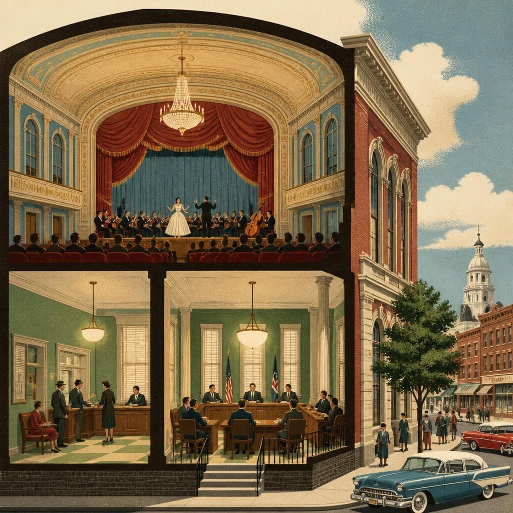 Cover art for Upstairs for Music, Downstairs for City Hall