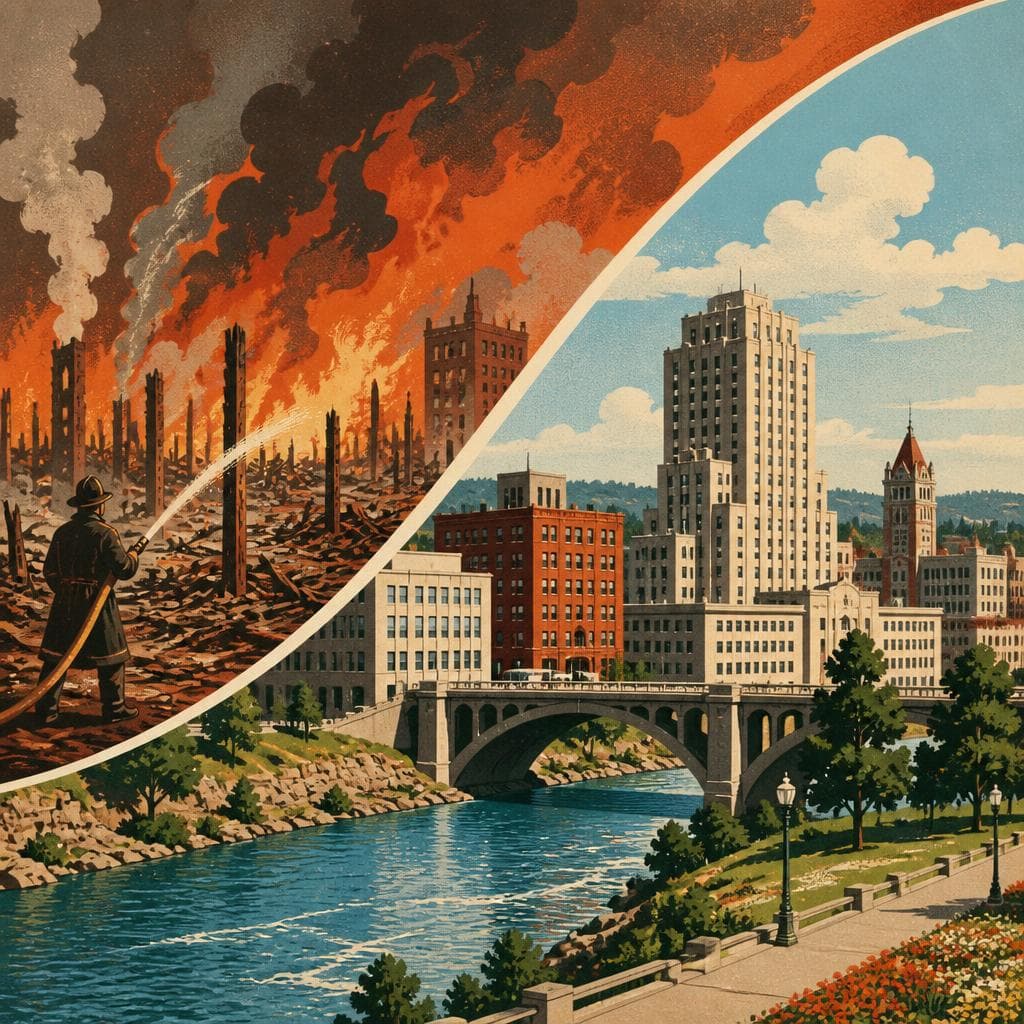 Cover art for How Fire Rebuilt Downtown Spokane