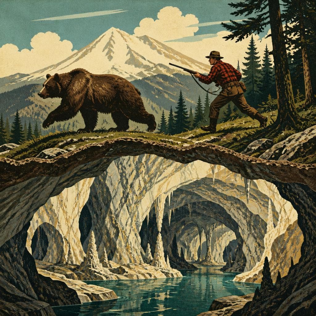 Cover art for The Bear, the Hunter, and the Marble Underworld