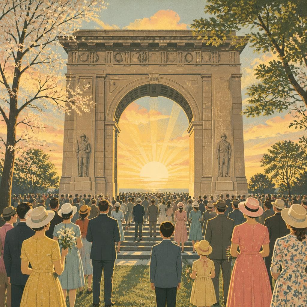 Cover art for At Sunrise, the Arch Becomes a Gathering Place