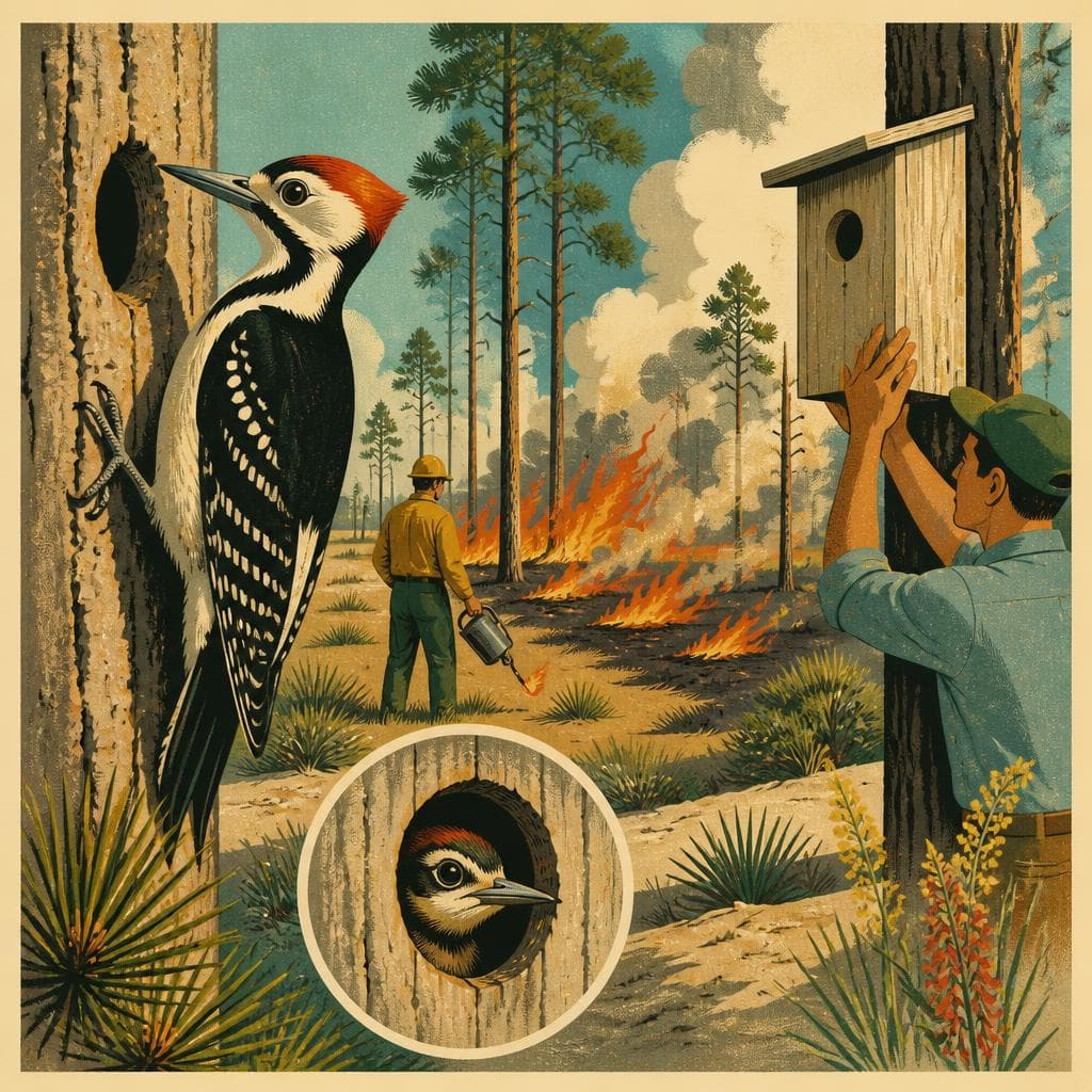 Cover art for Where Fire and Fake Homes Save a Woodpecker