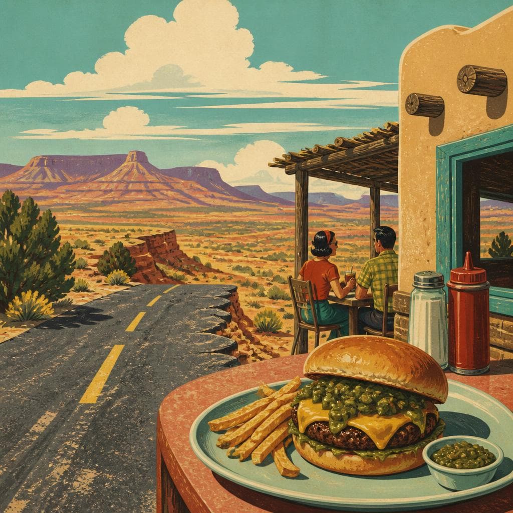 Cover art for Where the Road Stops for a Green Chile Cheeseburger