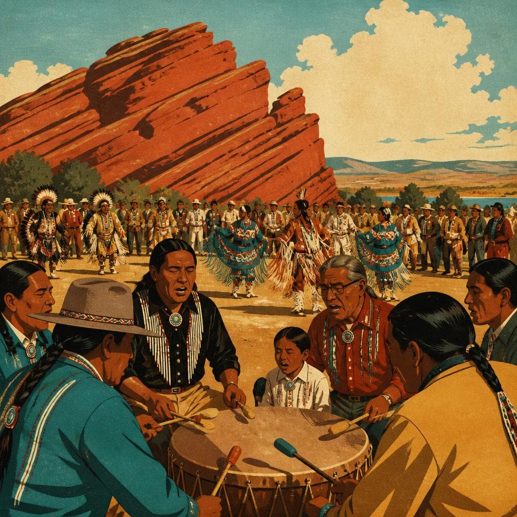 Cover art for At Red Rock, the Drum Keeps the Gathering Alive