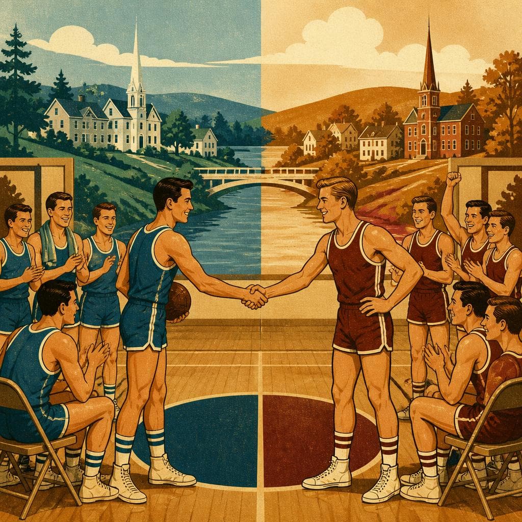 Cover art for Two Towns, One Name on the Gym Floor