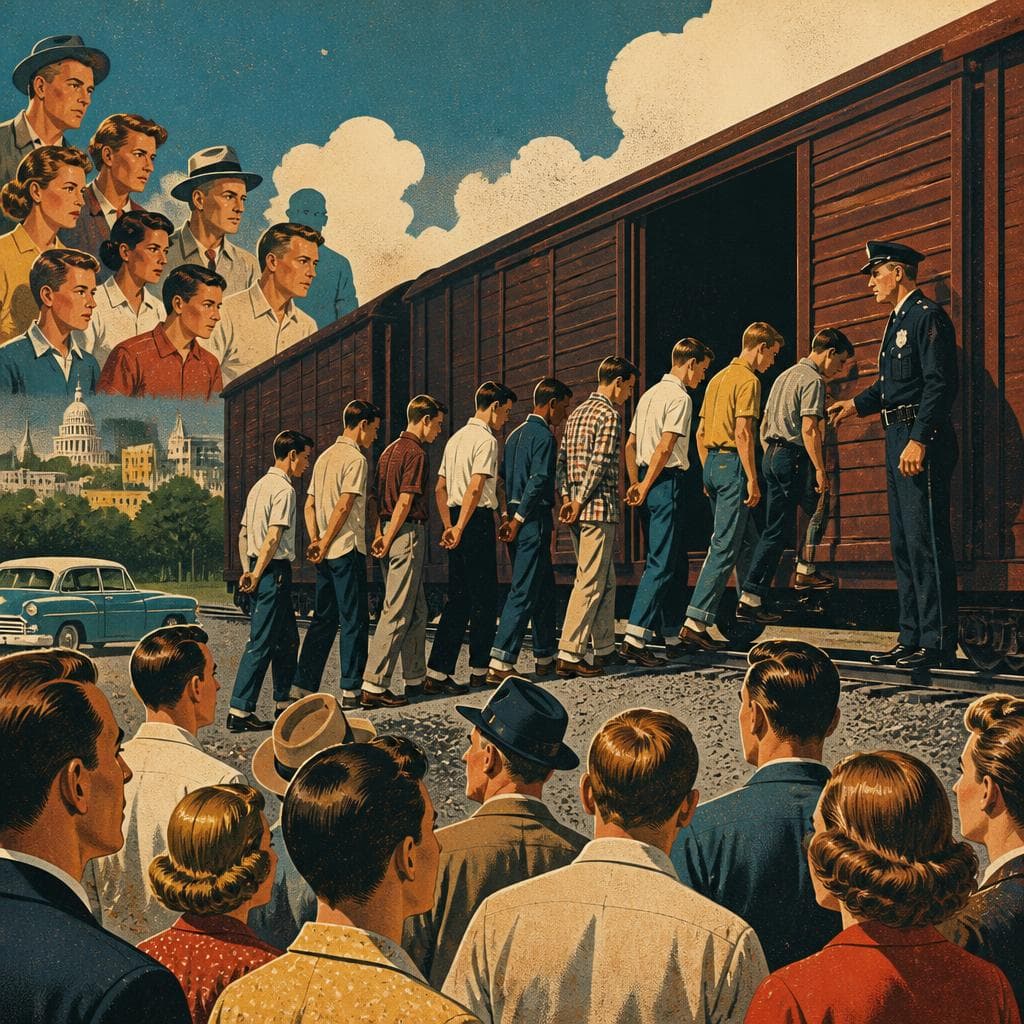 Cover art for Nine Teenagers, One Freight Train, A Nation Watching